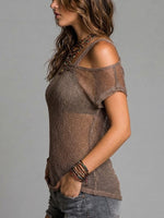 Women's Mesh Hollow Out One-shoulder Top