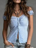 Women's Comfortable Simple Striped V-neck 100% Cotton Top