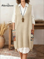 Women's V-neck Sleeveless Casual Loose Knit Dress