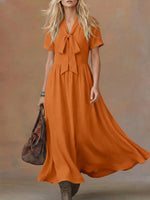 Comfortable Linen And Cotton Tie-waist Dress