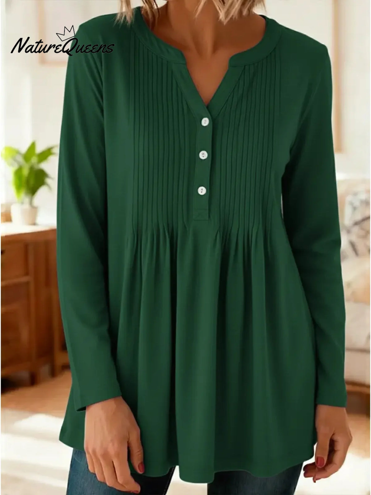 Women's Cozy Stretchy Knitted Pleated Cotton Top