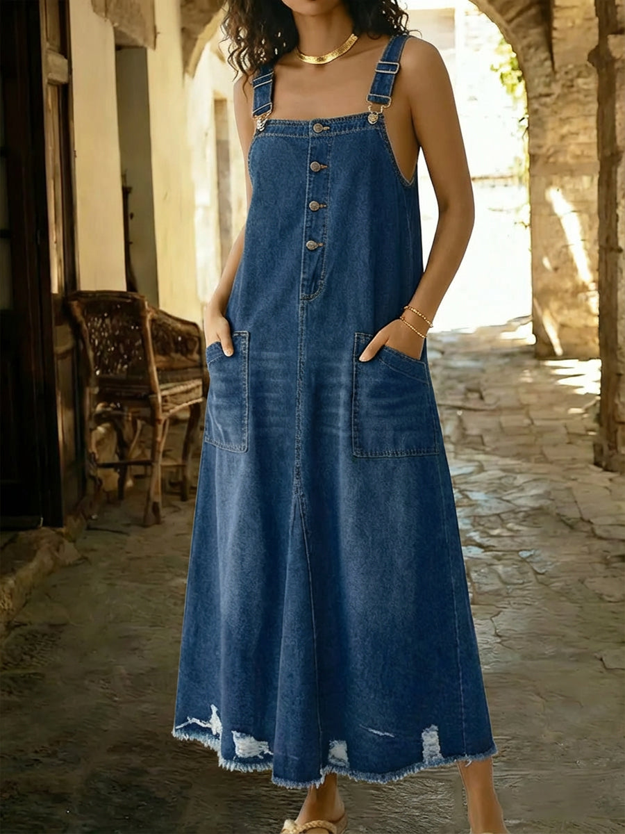 Women's Casual Sleeveless Cotton Denim Dress