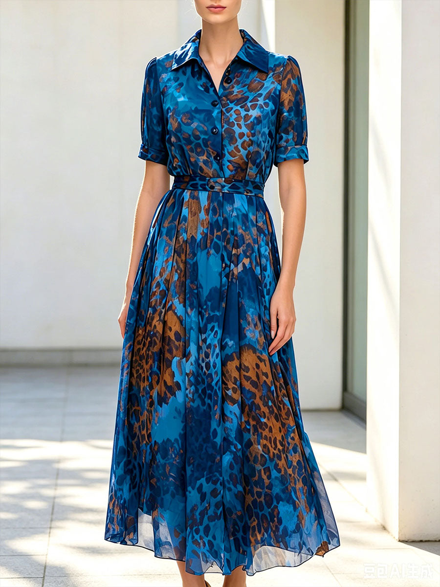 Women's Elegant Leopard Print Maxi Dress