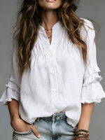 Women's Cozy Minimalist Solid-color Stand Collar 100% Cotton Shirt