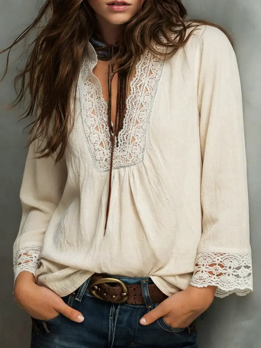 Women's V-neck Lace Blouse