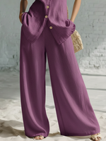 Casual Loose-fitting Cotton Linen Wide-leg Pant