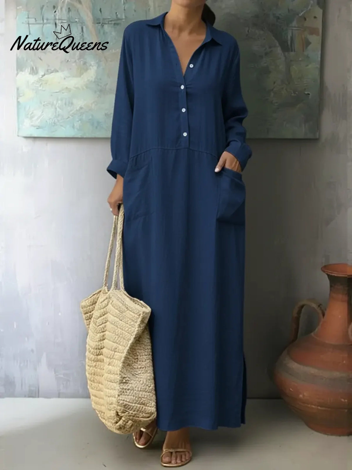 Women's Loose-fitting Casual Linen And Cotton Dress