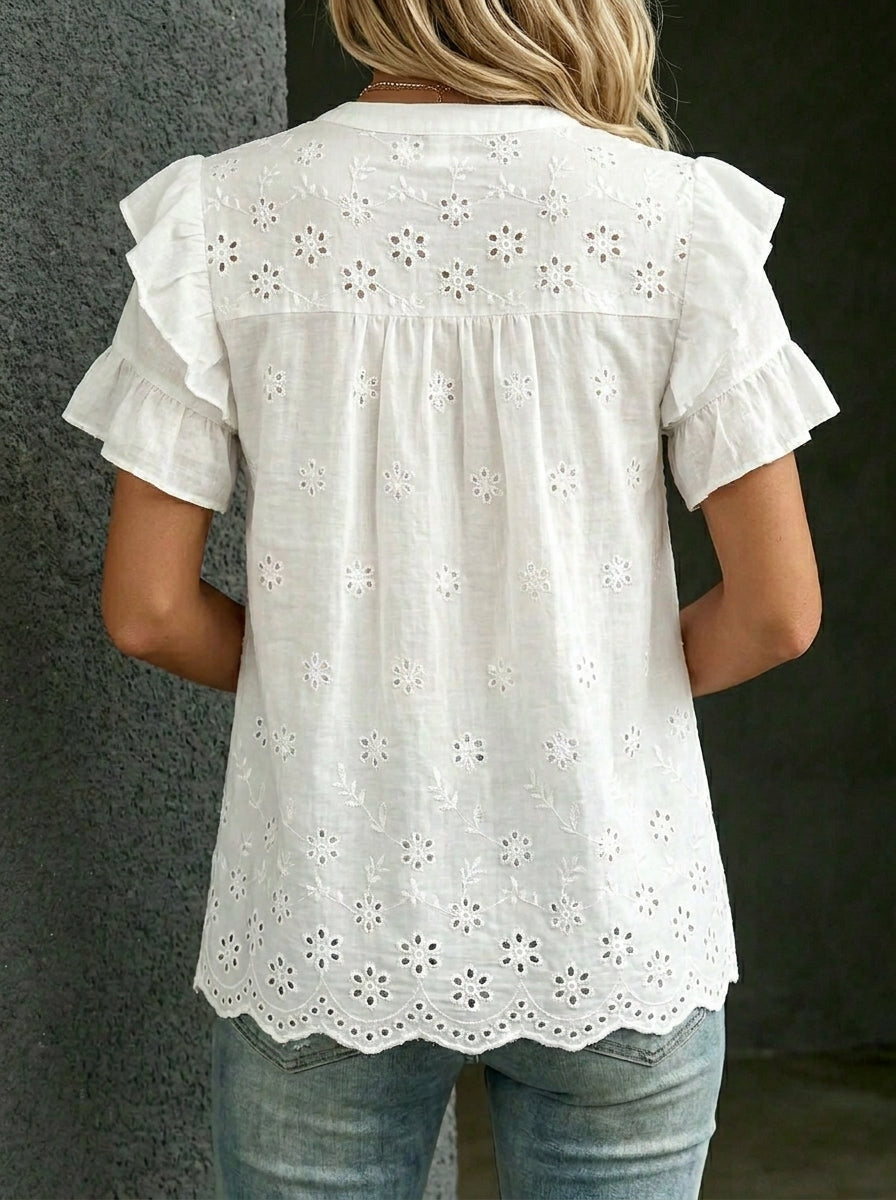 Women's Casual Cut-Out Floral Shirt