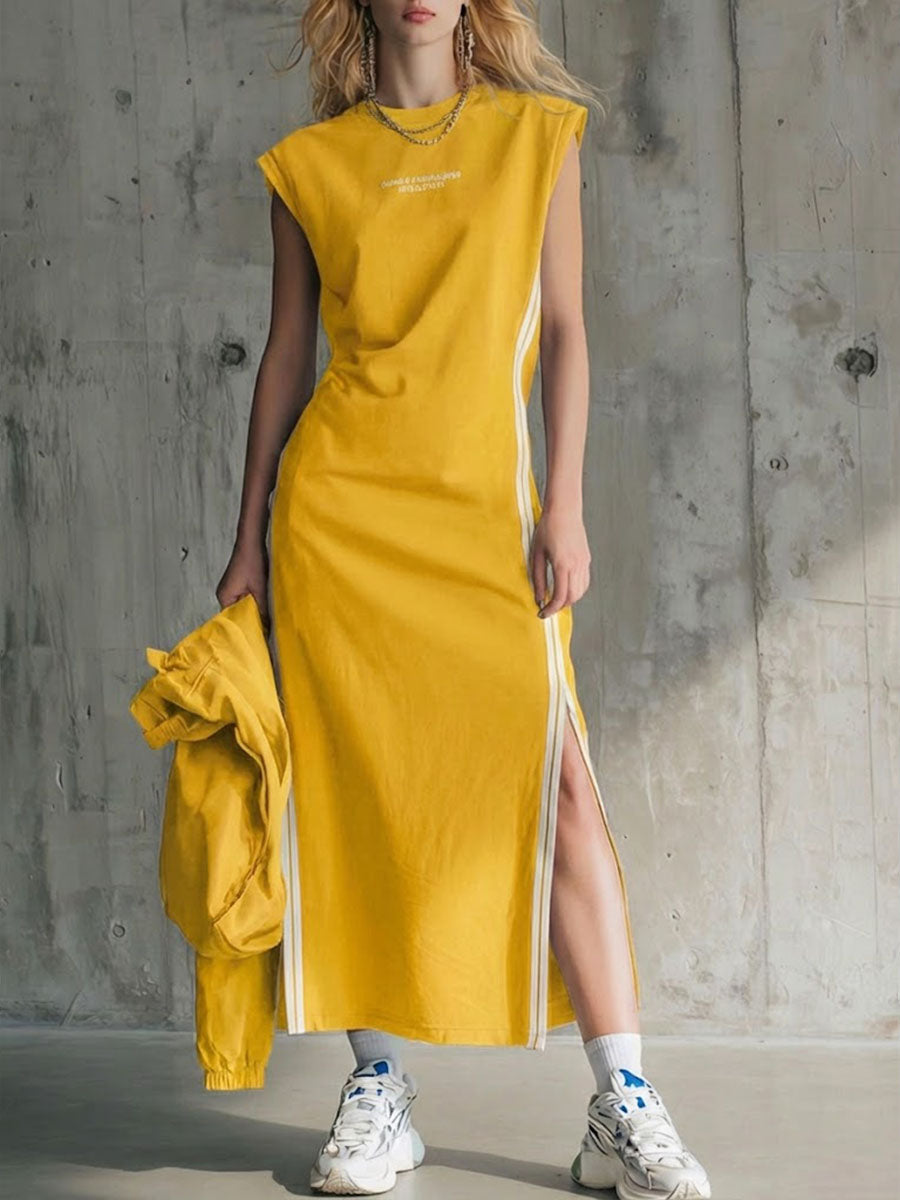 Women's Round Neck Sleeveless Loose-fitting Casual Cotton Dress