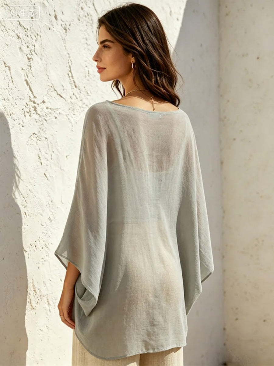 Cozy, Flowy V-neck Cotton Cover-up