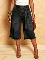 Retro Casual Lace-up Denim Shorts