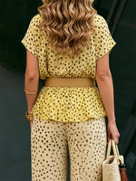 Retro Polka Dot Gradient Print Chiffon Shirt