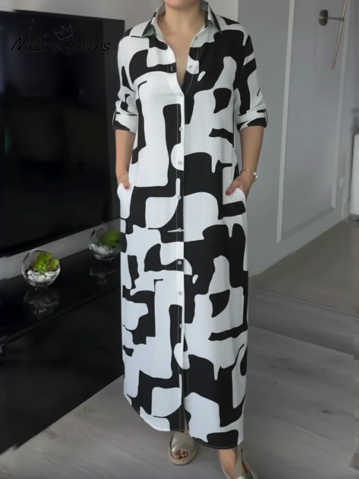 Women's Artistic Print Shirt Dress