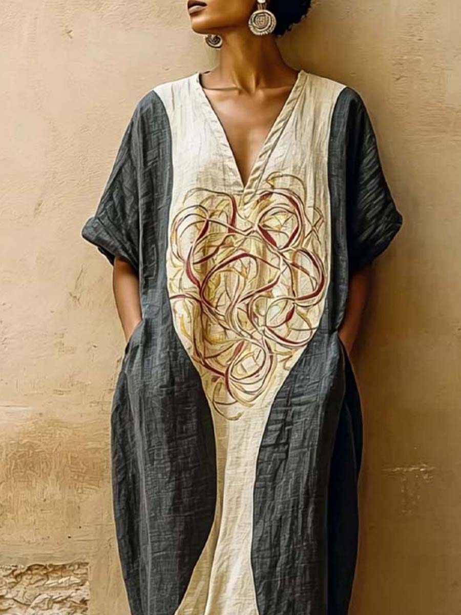 Women's Retro Art Casual Stylish Vacation Maxi Cotton Linen Dress