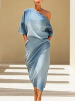Women's Art Fashion Stylish Casual Off-shoulder Comfortable Denim Dress