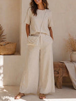 Casual & Cozy Tencel-linen Two-piece Top And Pants Set