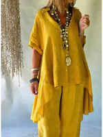 Casual Linen And Cotton Shirt With A Shorter Front And Longer Back