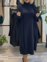 Women's Two-piece Sweater Dress And Sweater Shawl Set