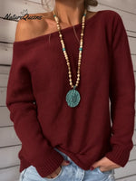 Casual Solid-color Off-the-shoulder Sweater