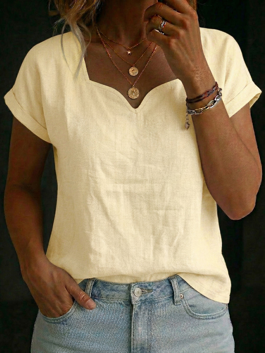Women's Sweetheart Neckline Short-sleeve Top