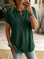Women's Button Casual Short-sleeve T-shirt