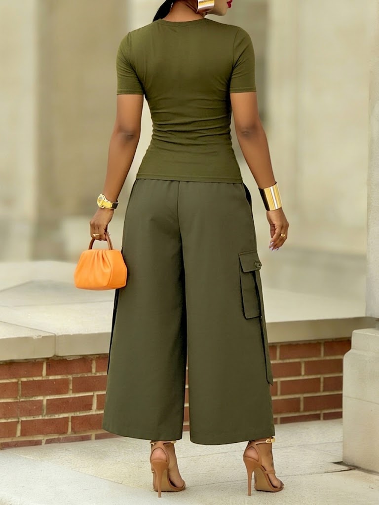 Casual Cotton T-shirt And Cargo Pants Two-piece Set