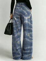 Women's Retro Colors Geometry Print Casual Straight-leg Pants