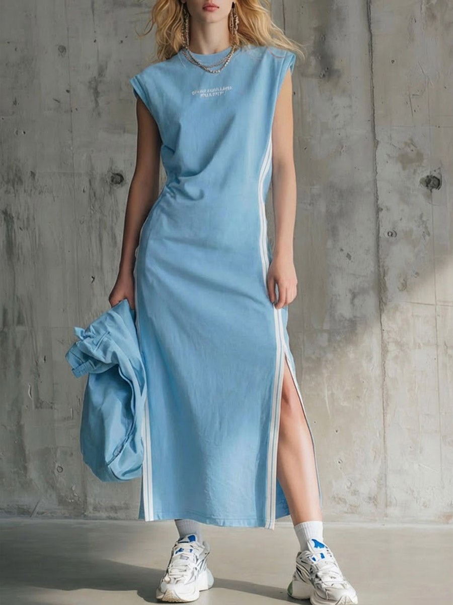 Women's Round Neck Sleeveless Loose-fitting Casual Cotton Dress