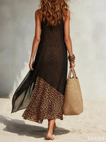 Women's Double-layer Mesh Leopard Print Dress