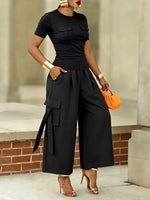 Casual Cotton T-shirt And Cargo Pants Two-piece Set