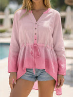 Casual Gradient Linen And Cotton Shirt