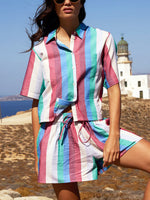 Women's Color Block Art Casual Top And Pants Breathable Cotton Linen Two-piece Set