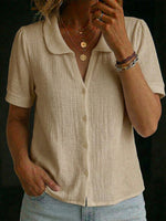 Women's Peter Pan Collar Short-sleeve Cardigan