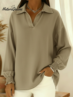 Casual Polo-neck Denim Pullover Shirt