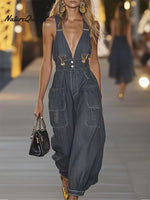 Women's Casual Denim Jumpsuit Overalls