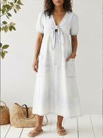 Casual Lace-up Denim Dress