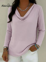 Retro Cowl-neck Cozy Pullover Top