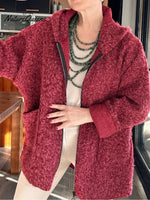 Women's Boucle Wool Blend Zip-up Hooded Jacket