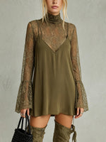 Stylish & Sexy Two-piece Set: Lace Top And Cotton Strappy Mini Dress