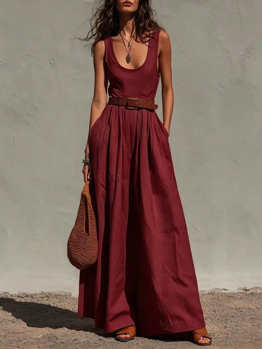 Women's Vacation Style Minimalist Sleeveless Maxi Dress