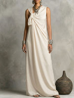 Women's Retro-chic Sleeveless Twisted Detail Asymmetric Neckline Dress
