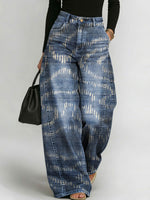 Women's Retro Colors Geometry Print Casual Straight-leg Pants