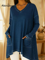 Casual Irregular Hem Denim Top