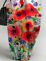 Women's Retro Flowers Print Casual Fashion Cutout Jeans