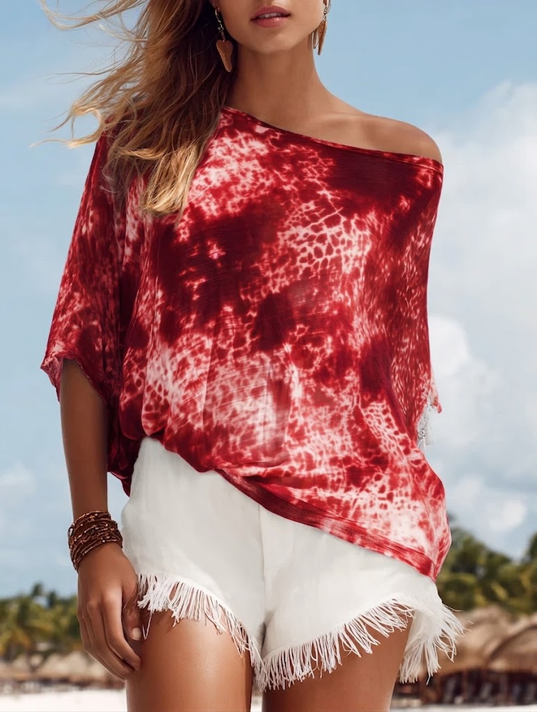 Bohemian Artistic Tie-dye Linen And Cotton Top