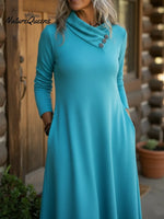 Cozy Button-down Stretch Midi Dress