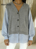 Women's Casual Knit Striped Cardigan