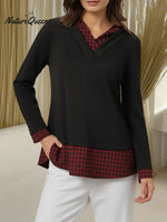 Women's Comfortable Plaid Patchwork Cotton Top