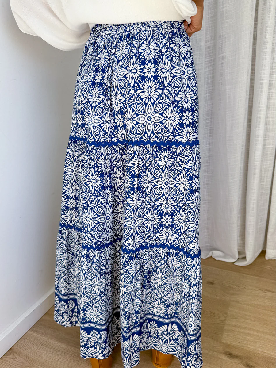 Romantic And Elegant Floral Print Skirt