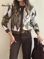 Women's Classic Diamond Pattern Cardigan